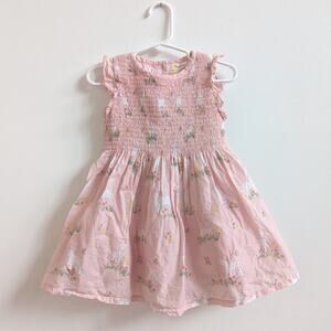 Baby Boden Dress Girl Sz 12-18m Pink Smocked Lamb Easter Spring Girly